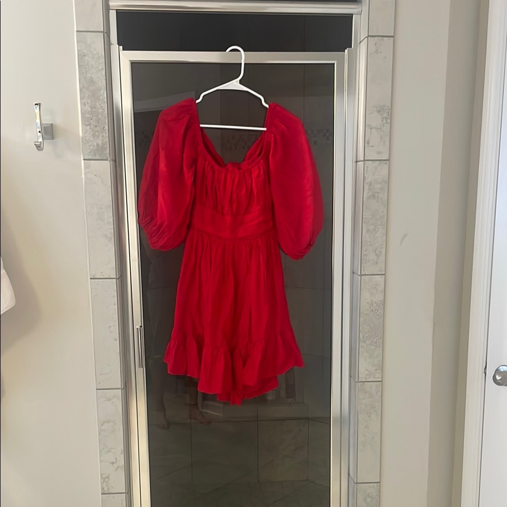 Red Puff Sleeve Dress